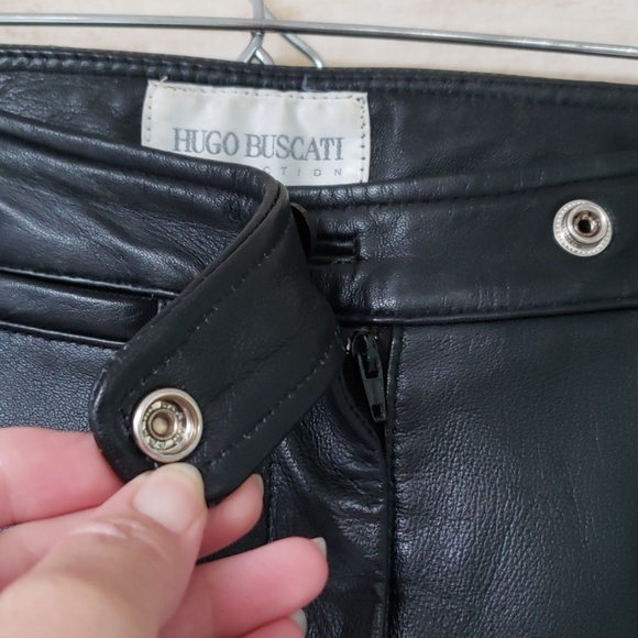 Hugo Buscati Soft Supple Leather Black Pants 6 - Picture 12 of 16